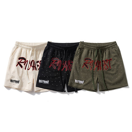 Shorts Men's Letters Summer Tooling Fashionable Trousers Casual Outer Wear Loose Trendy Brand Mid-length Pants Beach Pants