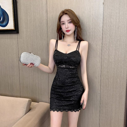 Low-cut Figure Lace Hip Skirt Tight Strap Night Head Shop Sexy dress Women