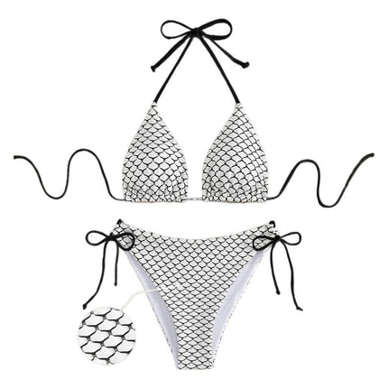 25 years new foreign trade sexy bikini 2 piece set corrugated pattern hollow rope beach swimsuit women's wholesale