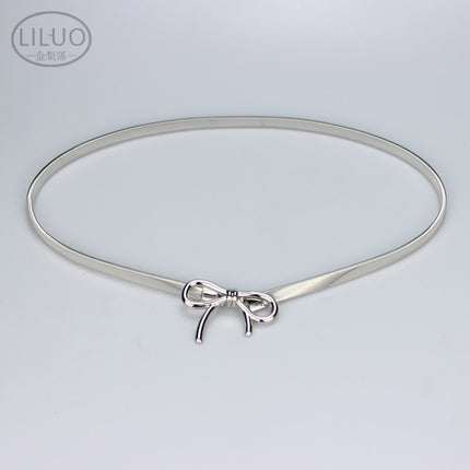 New Simple Elegant Bow Elastic Thin Belt Accessories Metal Waist Chain with Skirt Trouser Chain Women's Thin Wholesale