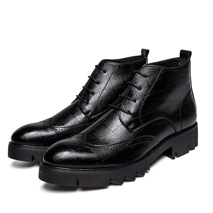 Men's Leather Boots Autumn and Winter New Men's Ankle Shoes Fashion British Style Business Leather Shoes Vintage fleece-lined Trendy Ankle Boots