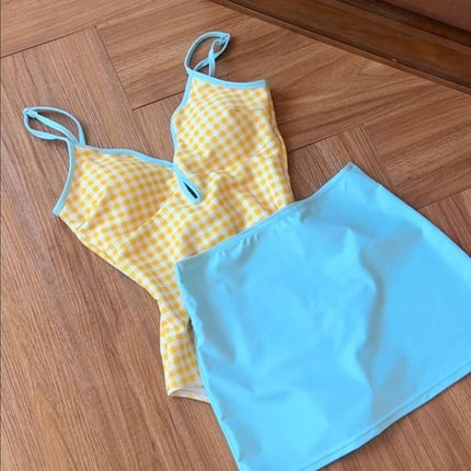 Source Manufacturer Girly Dopamine Swimsuit Outfit for Island Vacation Hot Spring Pure Desire Style Conservative One-Piece Dress