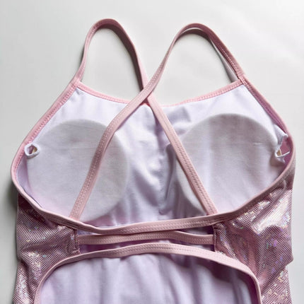 Manufacturer Wholesale New Pearl Powder Racing Swimsuit Sexy Beautiful Back Covering Belly Slimming Competitive Sports One-Piece Swimsuit for Women
