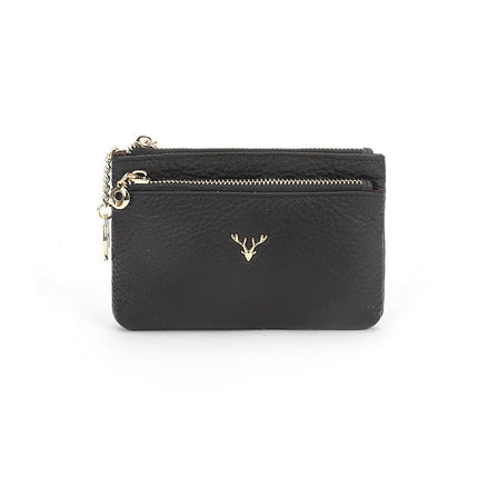 First Layer Cowhide European and American Little Bee Women's Zipper Genuine Leather Coin Purse Genuine Leather Key Ring Bag Mini Coin Bag