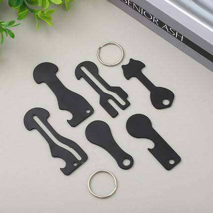 Foreign trade multi-functional key stainless steel bottle opener supermarket cart token keychain cross-border supermarket shopping cart token