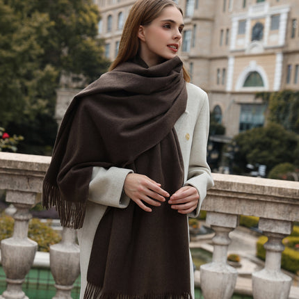 Wool Cashmere Scarf for Women, Winter Warm Solid Color Scarf, Autumn and Winter Versatile Women's Shawl Scarf, Korean Style Atmosphere