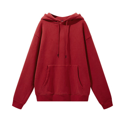 Men's Autumn and Winter 345g Pure Color Hoodie Thickeneded and Velvet Oversize Brushed Men's Hooded Sweatshirt Thickeneded and Warm
