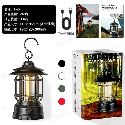 Cross-border new camping lamp outdoor multi-functional camping tent lamp retro lantern cob rechargeable portable lamp for home use