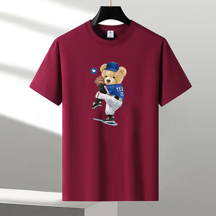 Pure Cotton Short-sleeved T-shirt Men's Loose Round Neck Summer Thin Top Clothes Loose Casual plus size Fatty Base Shirt