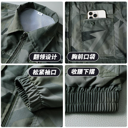Summer Heatstroke Prevention and Cooling Can Be Installed with Fans, Construction Site Welding Wear-Resistant Thin Labor Protection Camouflage Air-Conditioned Clothing