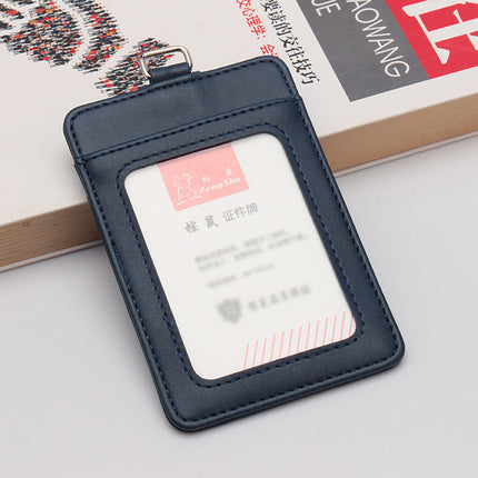 Leather Lanyard Work Id Card Holder with Multiple Card Slots, Customizable Company Logo