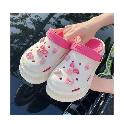 Girls Cartoon Cave Shoes with Removable Outer Pad All-Match Non-Slip Fashionable Heightened Harajuku Style Sandals