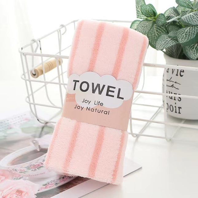 Striped Towel Manufacturer Wholesale Warp Knitted Coral Velvet 35*75cm Hand Towel Absorbent Adult Souvenir Gift