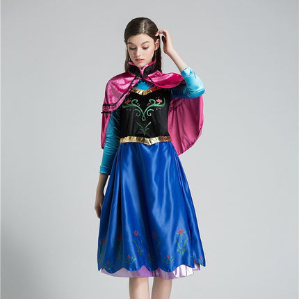 Spot Frozen Anna Princess Dress Set Halloween Women Adult cosplay Anime Costume Set