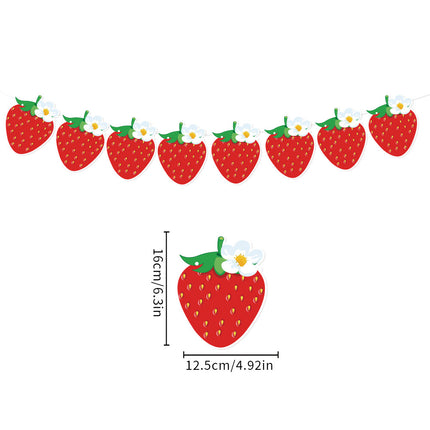 European and American Strawberry Birthday Theme Party Supplies Flags, Flowers, Honeycomb Table Decorations, Desktop Table Decorations