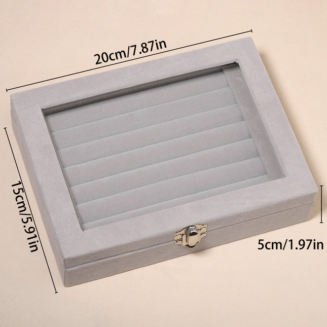 Advanced New Glass Jewelry Box Ring Earrings Earrings Bracelet Necklace Jewelry Display Flannel Jewelry Storage Box