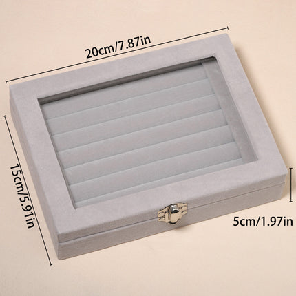Advanced New Glass Jewelry Box Ring Earrings Earrings Bracelet Necklace Jewelry Display Flannel Jewelry Storage Box