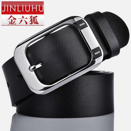 Extended Men's Leather Belt with Pin Buckle, Fashionable Versatile Wide Waist Belt, Designer Niche Black Korean Style Casual