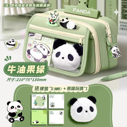 Large-Capacity Panda Pencil Bag High-Value Stationery Bag 2025 Girls New Multi-Functional Stationery Box Set Junior High School Students