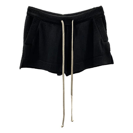 Dark Style Shorts, Fashionable Wool Knit, Comfortable Black and Gray Casual Shorts, Short and Stylish