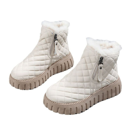 Paul Tandino Women's Cotton Shoes, Round Toe, Artificial Pu Women's Cotton Shoes, Front Lace-Up, Height-Increasing Casual Women's Shoes, Factory Direct Sales