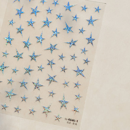 Red Gold Five-Pointed Star Nail Art Stickers New Embossed 5D Popular Ins Flash Meteor Nail Stickers Decorative Products