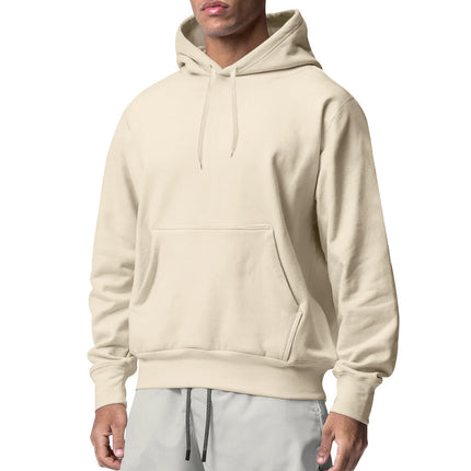 2025 New Cross-Border European and American Men's Sports Pure Color Fleece Sweatshirt Men's Export Wholesale Hoodie