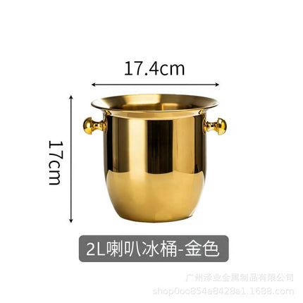 Cross-Border Foreign Trade Stainless Steel Ice Bucket Champagne Bucket Commercial Bar Ice Bucket Ice Beer Bucket Thickened Ice Red Wine Bucket