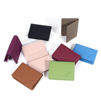 Foreign Trade Top Layer Cowhide Card Bag Coin Purse Lightweight Simple Japanese Style Large Capacity Business Card Bag Certificate Genuine Leather Card Case