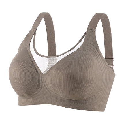 Summer plus size seamless underwear big chest small anti-exposure breathable tube top jelly strip soft support side bra