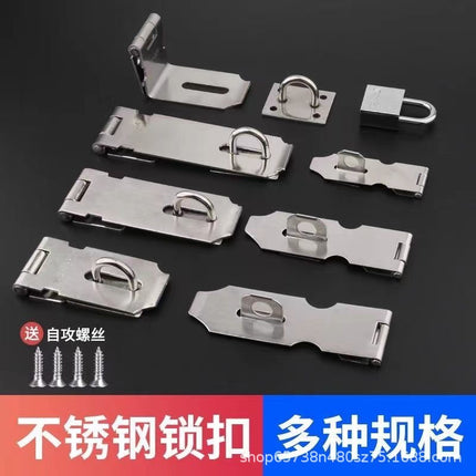 Stainless Steel Latch Lock Door Nose Wooden Door Surface-Mounted Bolt 90-Degree Right Angle Lock Plate Door Buckle Door Bolt Door Lock with Lock