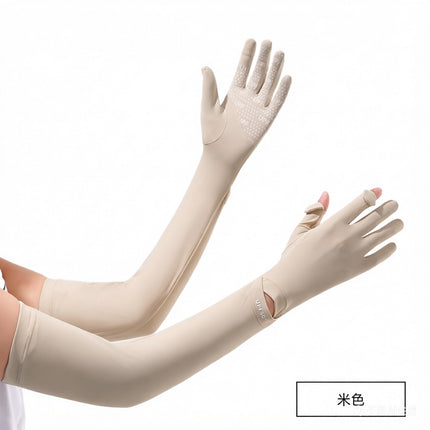 Summer sunscreen UV ice sleeve extended ice sleeve female nylon ice silk outdoor riding sunscreen gloves wholesale