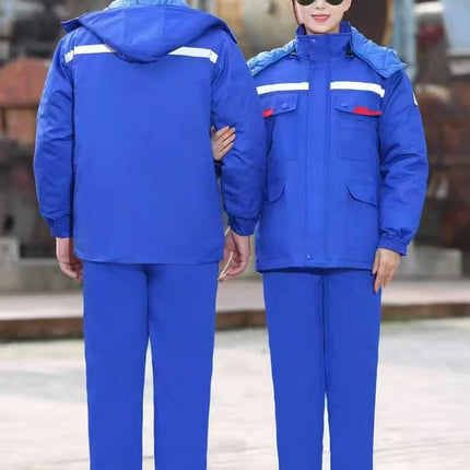 Winter thickened anti-static overalls cotton-padded clothes detachable cotton-padded jacket gas station electronics factory warm labor protection clothing wholesale