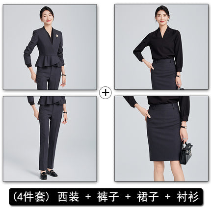Professional Suit suit Women 2024 Spring and Autumn New Hotel Front Desk Formal Formal Dress Temperament Dress Overalls