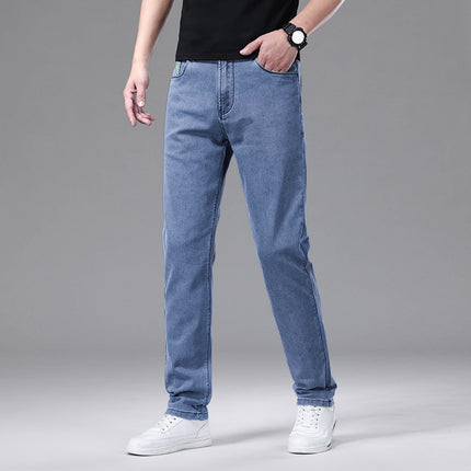 Light Luxury Smoke Grey Jeans Men's Straight Loose Summer Thin Men's Pants 2025 New Casual Trendy Trousers
