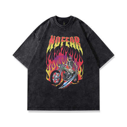 Half-Sleeved T-Shirt Street Style for Men and Women European and American Printed Vibe T-Shirt Spoof Old Design Short-Sleeved High Street