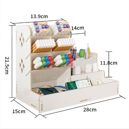 Wooden Pen Holder Storage Box Large Capacity Nordic Creative Fashion Multi-Compartment Pen Holder Office Desktop Storage Shelf