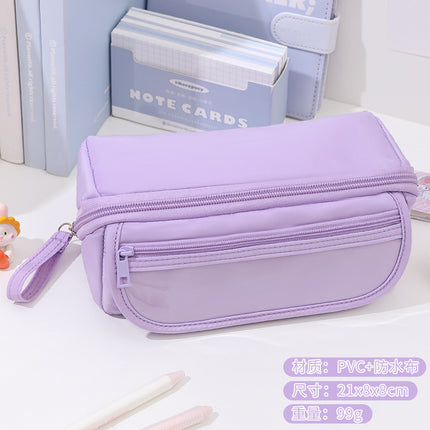 Simple Pencil Case Large Capacity Stationery Box Junior High School Students Macaron Storage Box Comes Storage Bag Small Bag