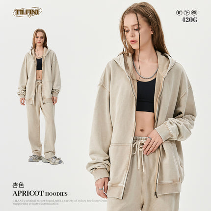 TILANI Batik Heavy 420g Hooded Sweater Casual Sportswear suit Men's and Women's Hoodie Sweater Two-Piece Set