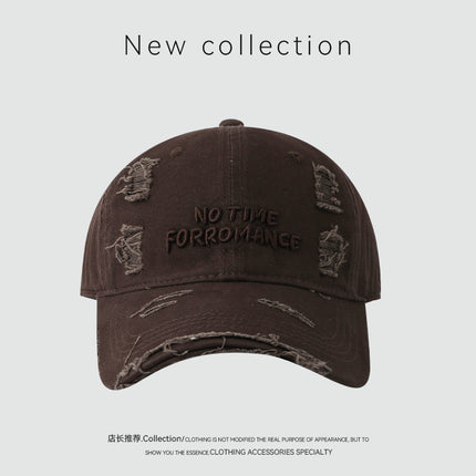 Korean-style Hole Embroidered Letter Baseball Cap Women's Summer Outdoor Sun Protection Showing Face Small Wide Brim Soft Top Sunshade Hat