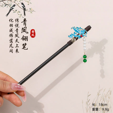 Antique Hairpin Tassel Step Wooden Hairpin Imitation Ebony Headwear Disc Hair Han Clothes Accessories Hair-pulled Ancient Clothes Hair Women