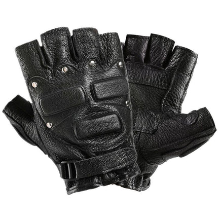 Goatskin Half-Finger Gloves, Genuine Leather Motorcycle Gloves, Outdoor Riding Gloves, Non-Slip, Protective, Breathable, and Wear-Resistant