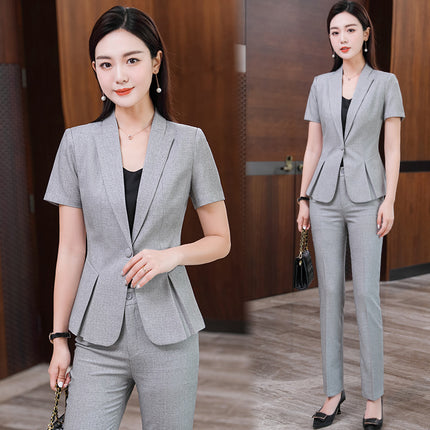 Small Suit Women's Jacket Korean Style Slim-fit Slimming Short-sleeved Suit Professional suit Women's Summer OL Sweat Steamed Foot Bath Work Clothes