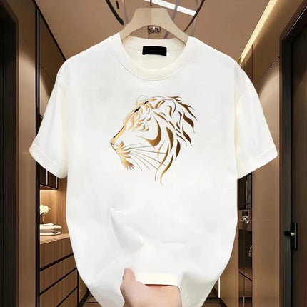 Heavyweight 100% Pure Cotton Oversized Letter Short-Sleeve T-Shirt for Men, Summer 2026 New Style Couple Outfit Top