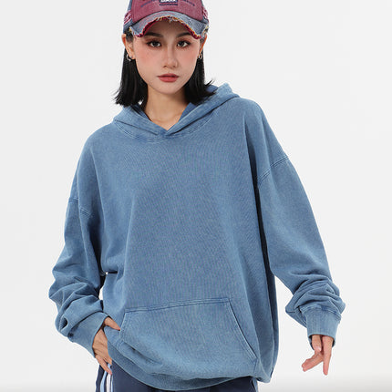Tide brand American heavyweight 400g big terry hooded vests women's autumn and winter washing old casual Joker lovers vests