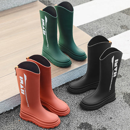 Korean-Made Single-Layer Russian Cross-Border Fashion High-Top Women's Rain Boots, Non-Slip Waterproof Rubber Shoes, Versatile New Style