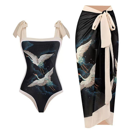Suit bikini one-piece swimsuit wrap skirt beach dress vintage chiffon blouse hot spring swimming Amazon bikini