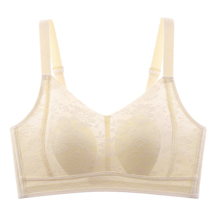 Large Chest Small Underwear Women's Thin Seamless Full Cup Breast-closed Anti-sagging Small Ultra-thin Lace Bra