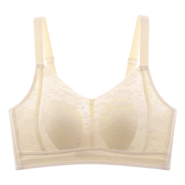 Large Chest Small Underwear Women's Thin Seamless Full Cup Breast-closed Anti-sagging Small Ultra-thin Lace Bra