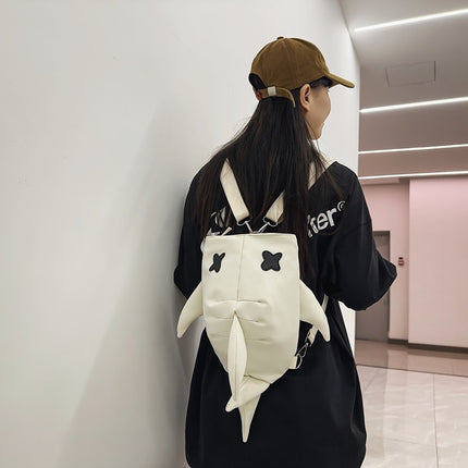 Funny Shark Backpack Female College Students Japanese All-match Male Couple Class Shopping Outdoor Tide Travel Small Schoolbag